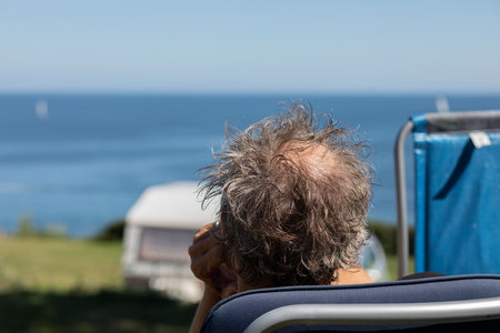 Udsigt over Kattegat til Hjelm fra Blushøj Camping